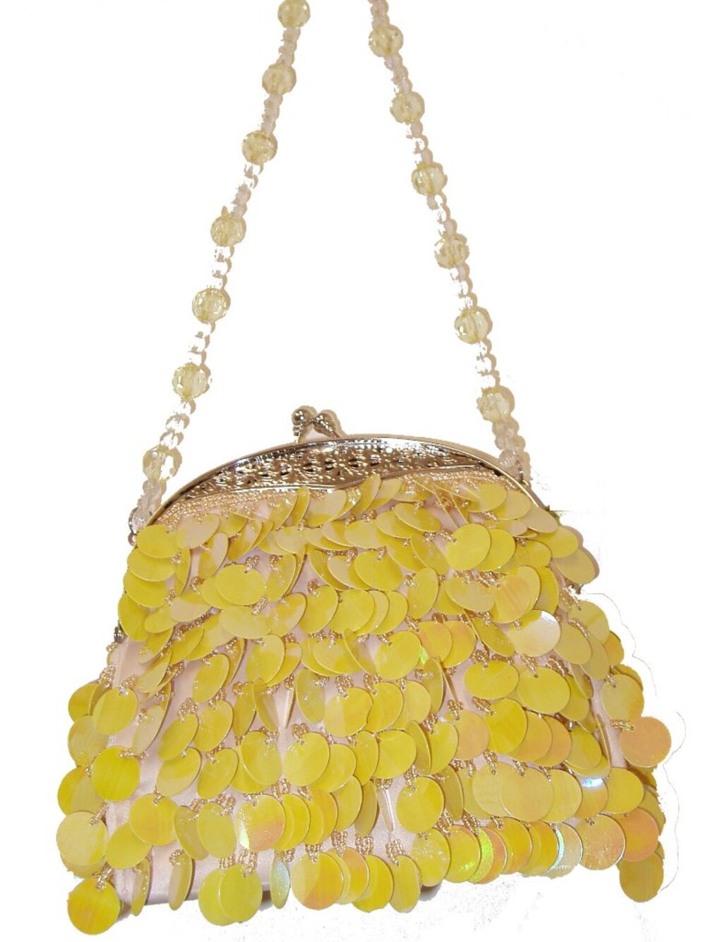 Sequin Purse in Yellow, Sparkly Evening Clutch, Party Accessory for Weddings
